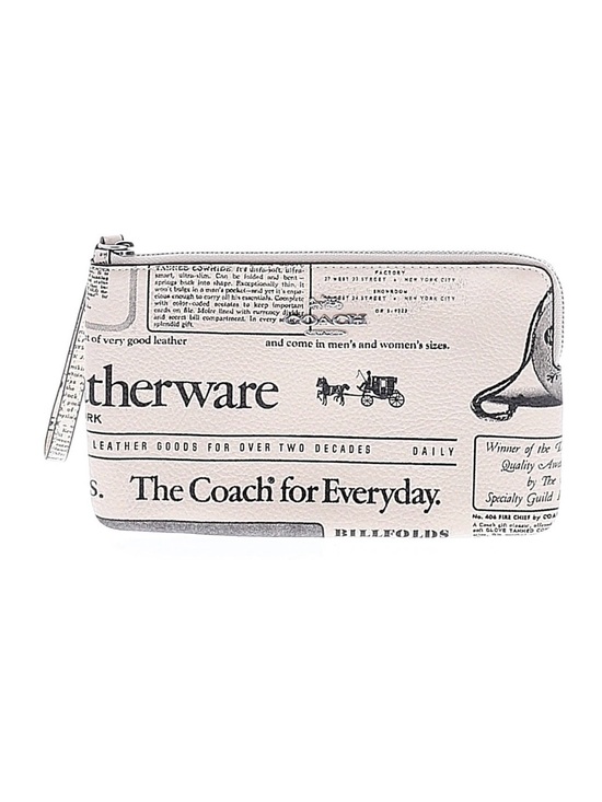 Coach Handbags - Coach Newspaper Print large Leather Wristlet wallet